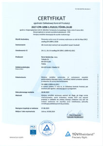 Certyfikat zgodności Zakładowej Kontroli Produkcji