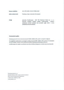 Certyfikat zgodności Zakładowej Kontroli Produkcji (strona 2)