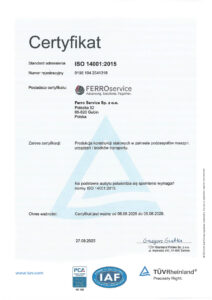 Certyfikat ISO 14001:2015
