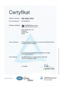 Certyfikat ISO 45001:2018