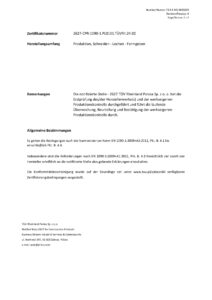 Zertifikat Konformität der werkseigenen Produktionskontrolle (seite 2)