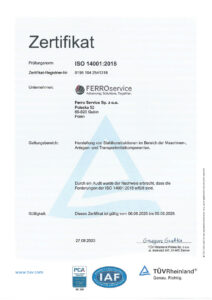Zertifikat 14001:2015