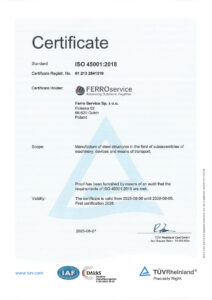 Certificate 45001:2018